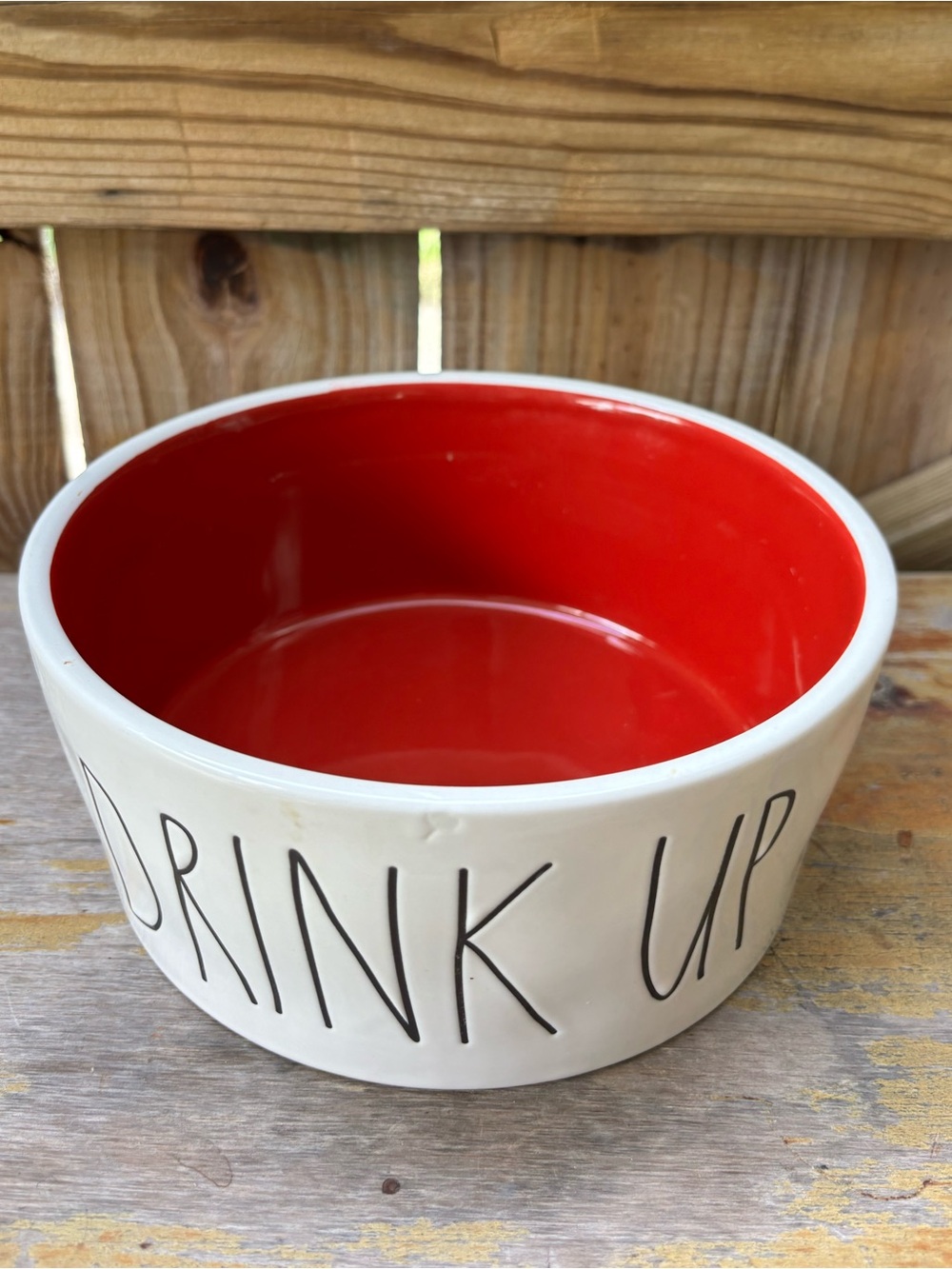 Rae Dunn Artisan Collection Red & White Drink Up Large Pet Water Bowl 8” - Picture 8 of 8